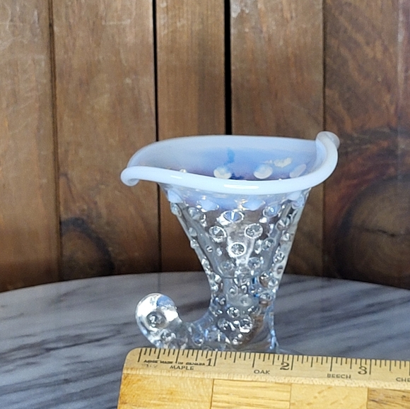 Fenton Blue and Clear Glass Vase - Picture 4 of 12